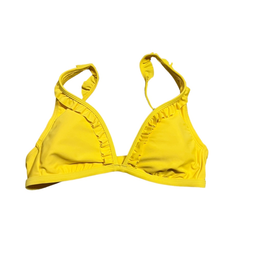 Shade & Shore yellow triangle ruffled bikini top